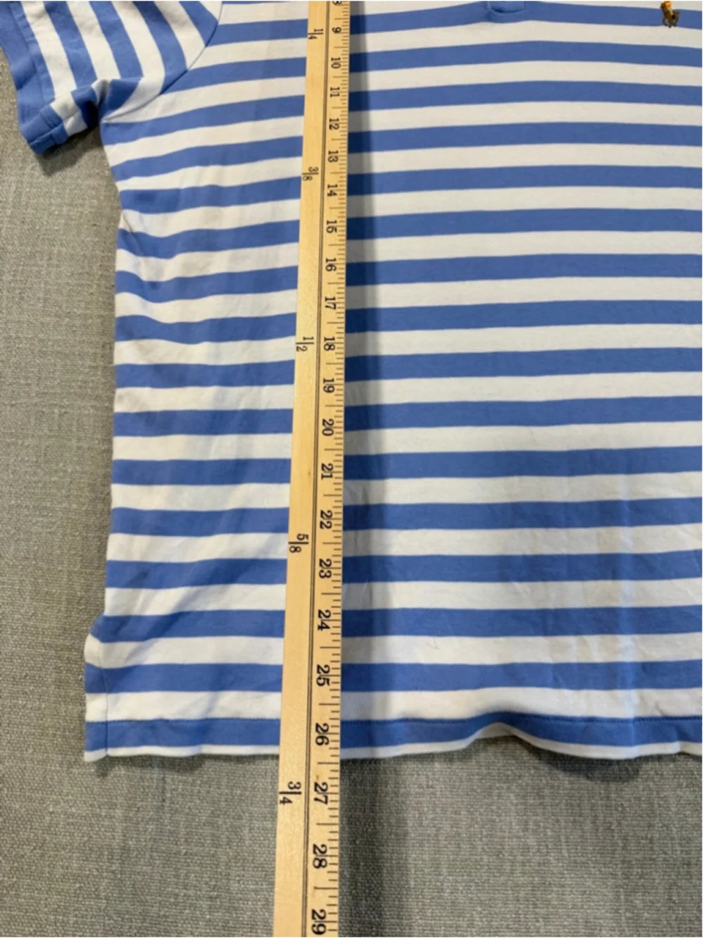 Polo Ralph Lauren mens blue and white striped short sleeve cotton polo size L